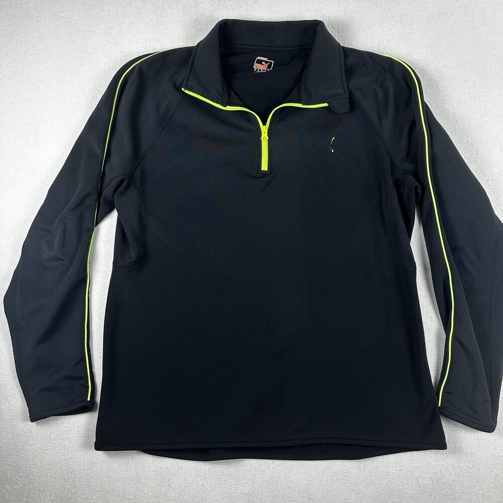 Puma 1/4 Zip Athletic Jacket Women’s Large Black Gym Workout jacket‎